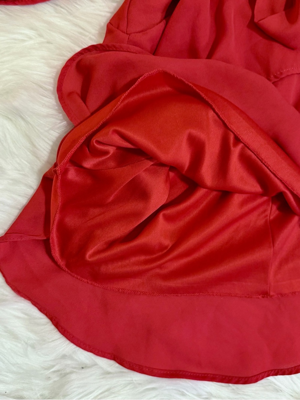 Altar’d State Red Ruffle Wrap Mini Dress XS Made in USA - Picture 5 of 13